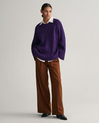 Jersey extragrande de cuello redondo y punto de ochos