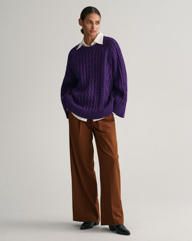 Jersey extragrande de cuello redondo y punto de ochos