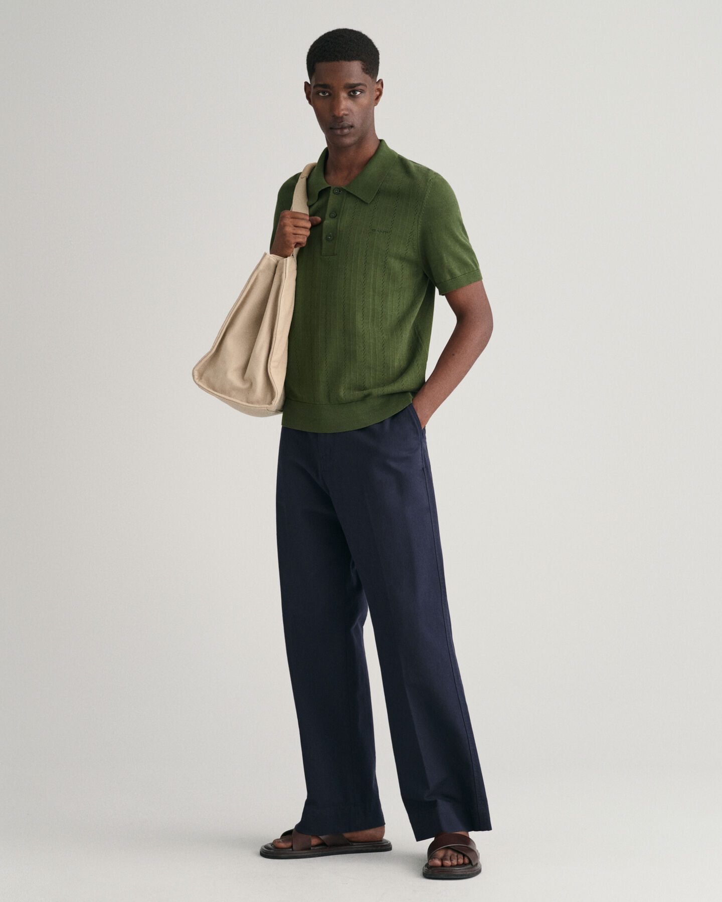 Jersey tipo polo Pointelle Textured