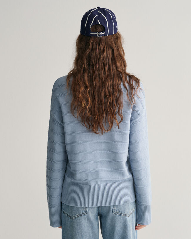 Jersey de algod&oacute;n a rayas con cuello redondo Tonal