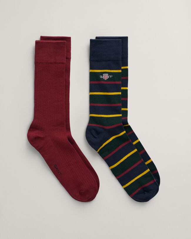 Caja de regalo con dos pares de calcetines a rayas