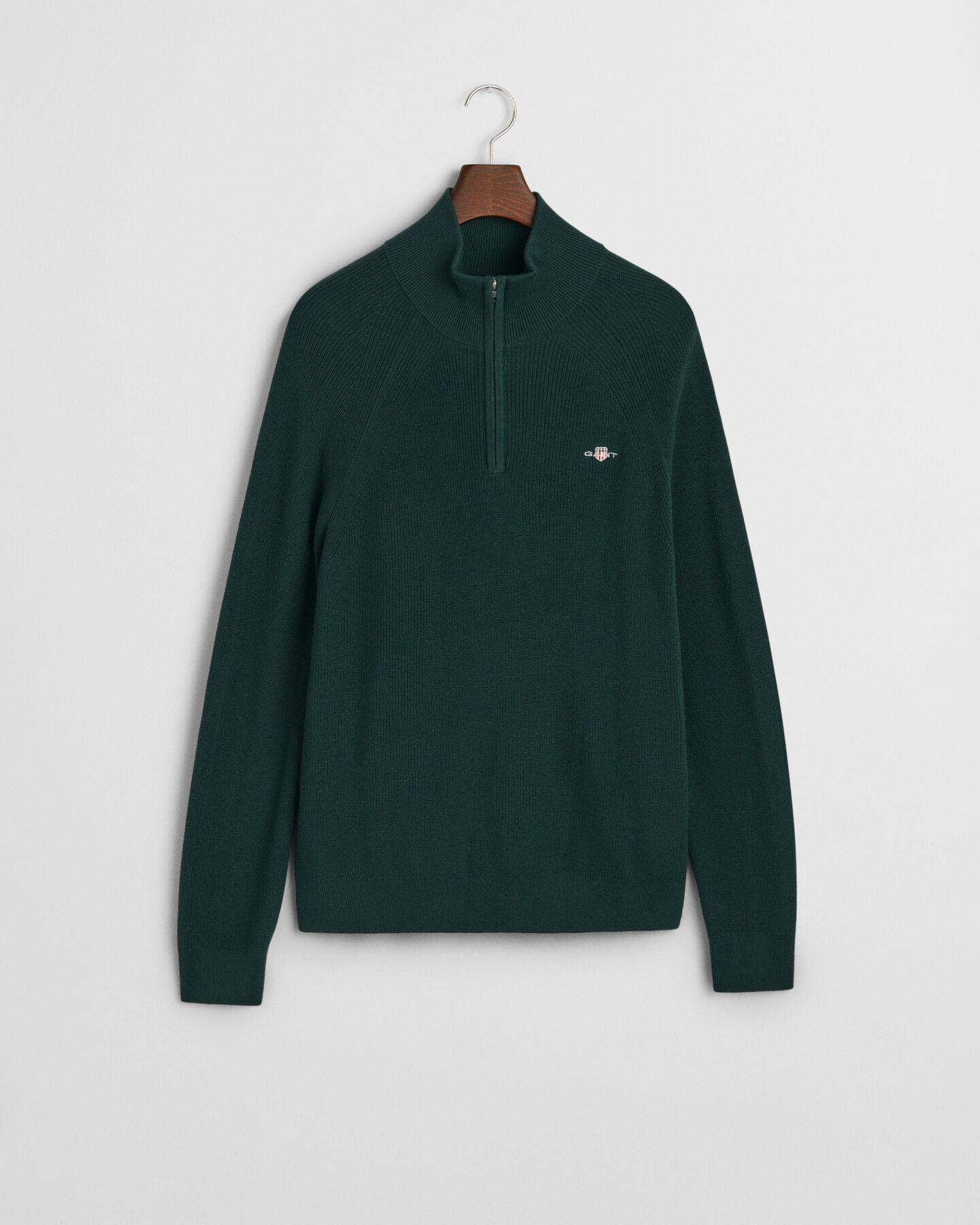 Jersey acanalado de lana y algodón con media cremallera