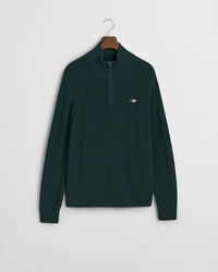 Jersey acanalado de lana y algodón con media cremallera