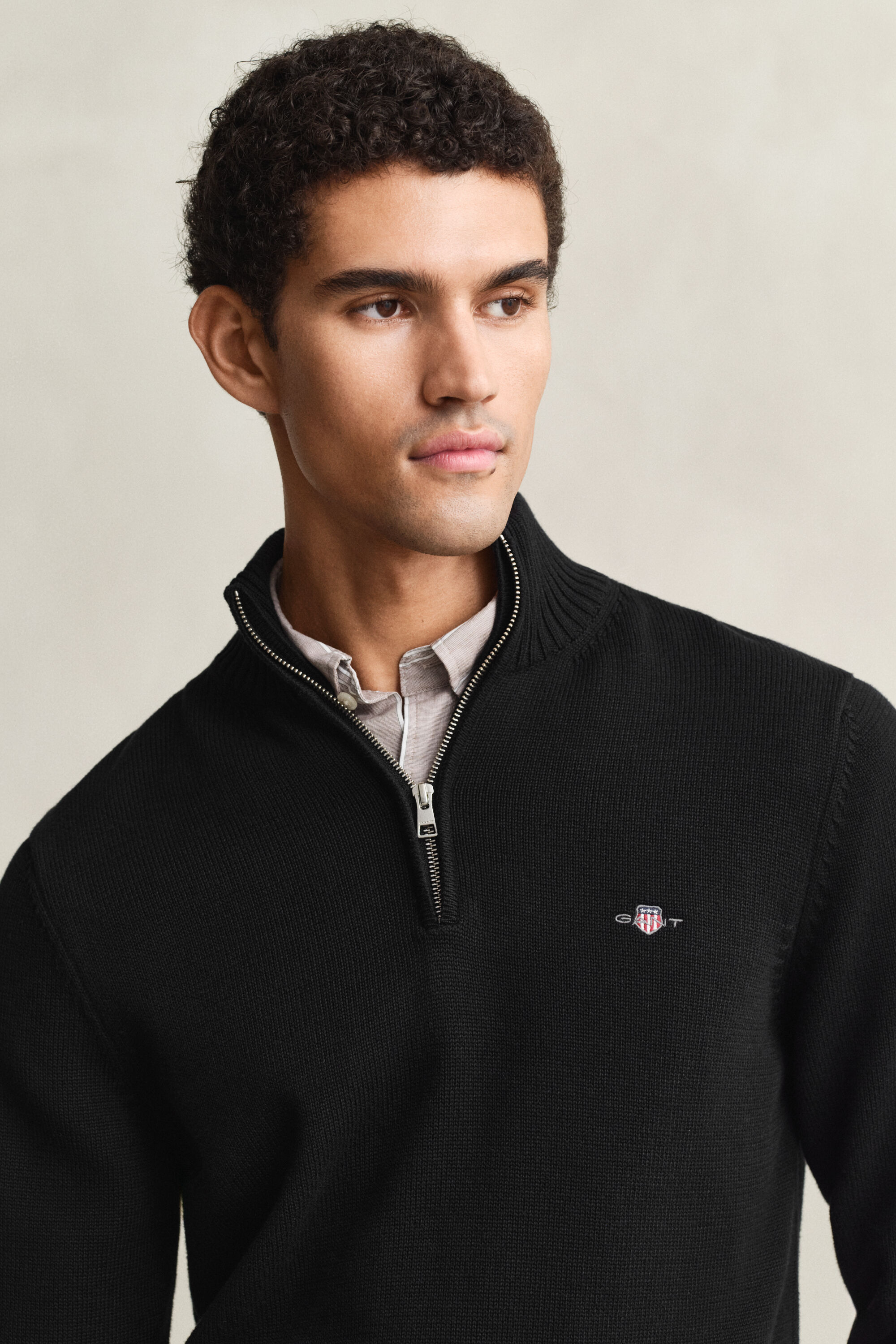 Jersey de algodón con media cremallera Casual