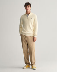 Jersey de algodón a rayas con textura y media cremallera