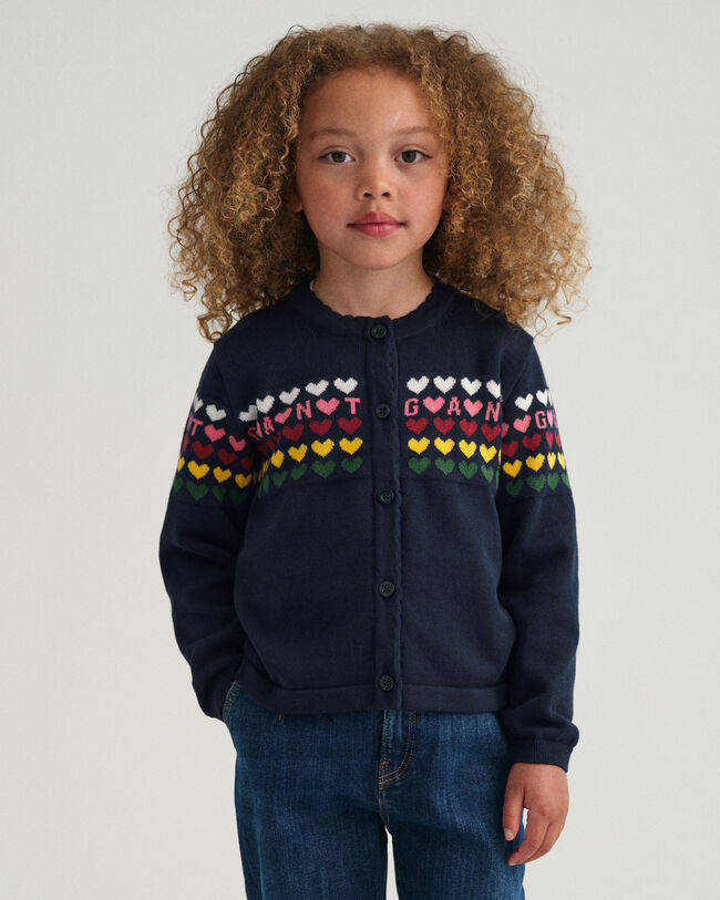 Cárdigan de punto con estampado de corazones Girls