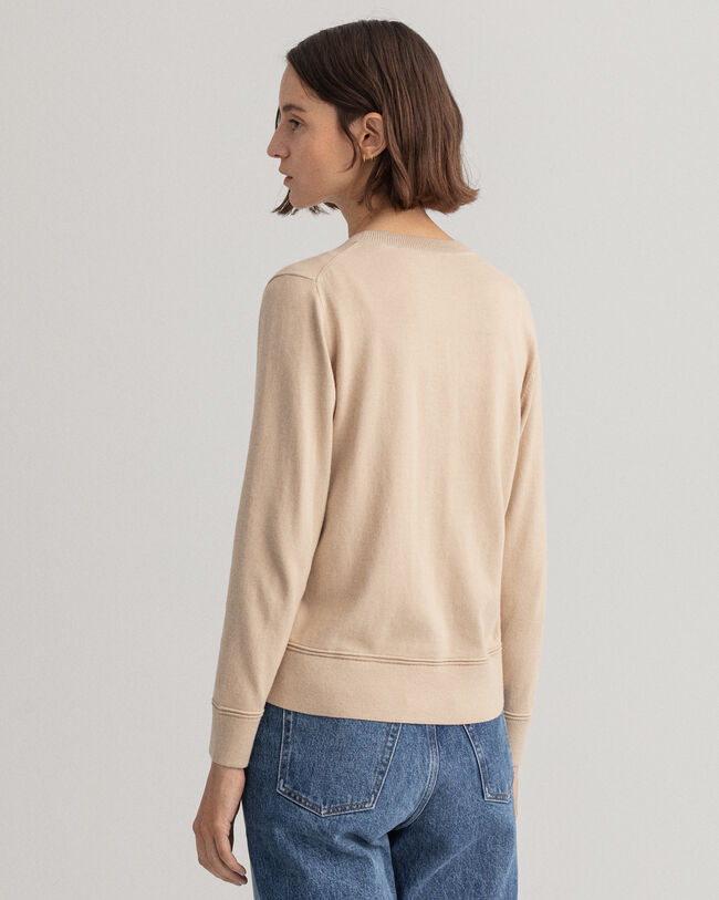 C&aacute;rdigan con cuello de pico en algod&oacute;n ligero