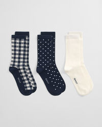 Paquete de tres pares de calcetines con estampado de cuadros Vichy y lunares