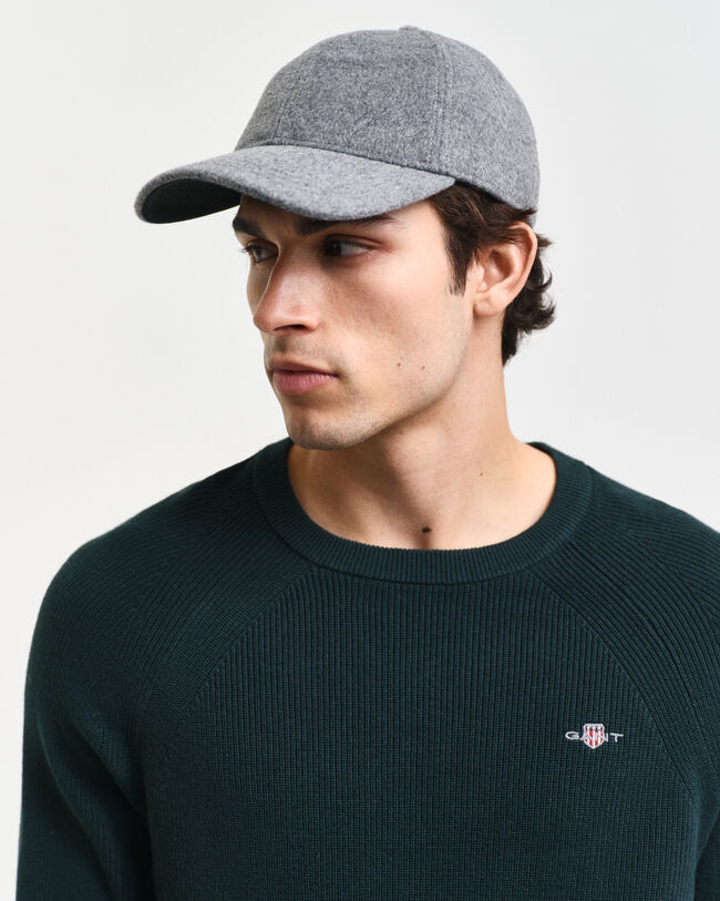 Jersey acanalado de lana y algod&oacute;n con cuello redondo