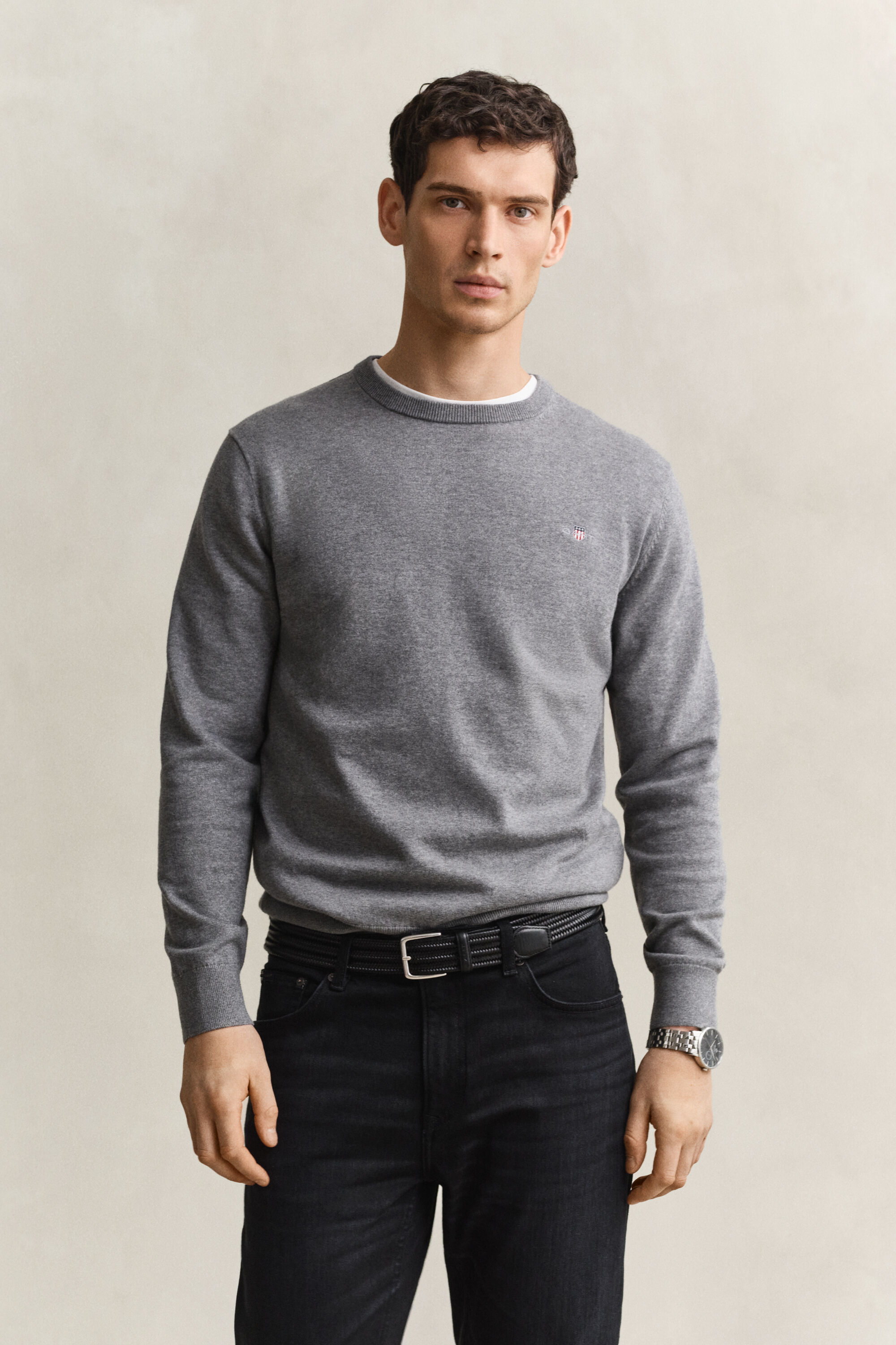 Jersey de algodón con cuello redondo