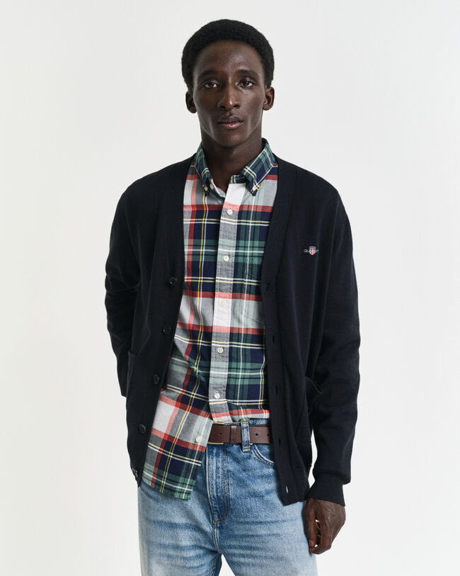 Cárdigan clásico de algodón con cuello de pico