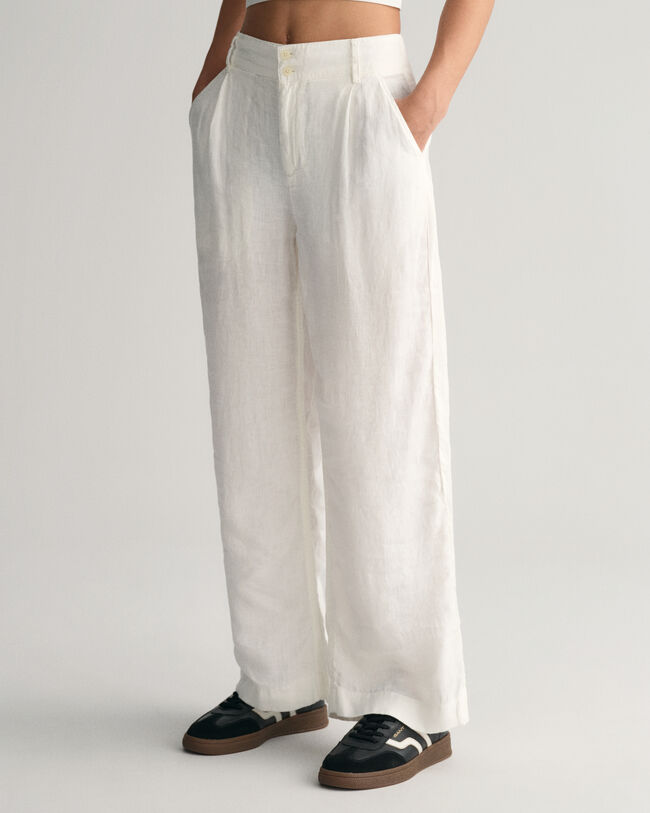 Pantalones de pinzas en lino con pernera ancha Teen Girls