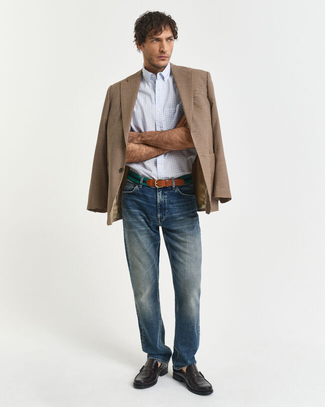 Camisa Regular Fit clásica de popelina a cuadros Vichy