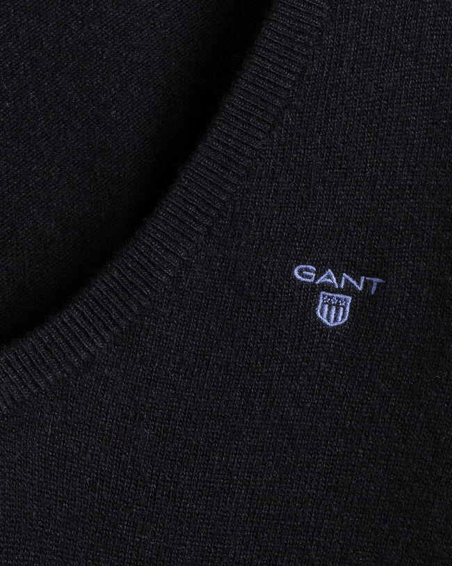 Jersey de cuello de pico en lana de oveja extrafina