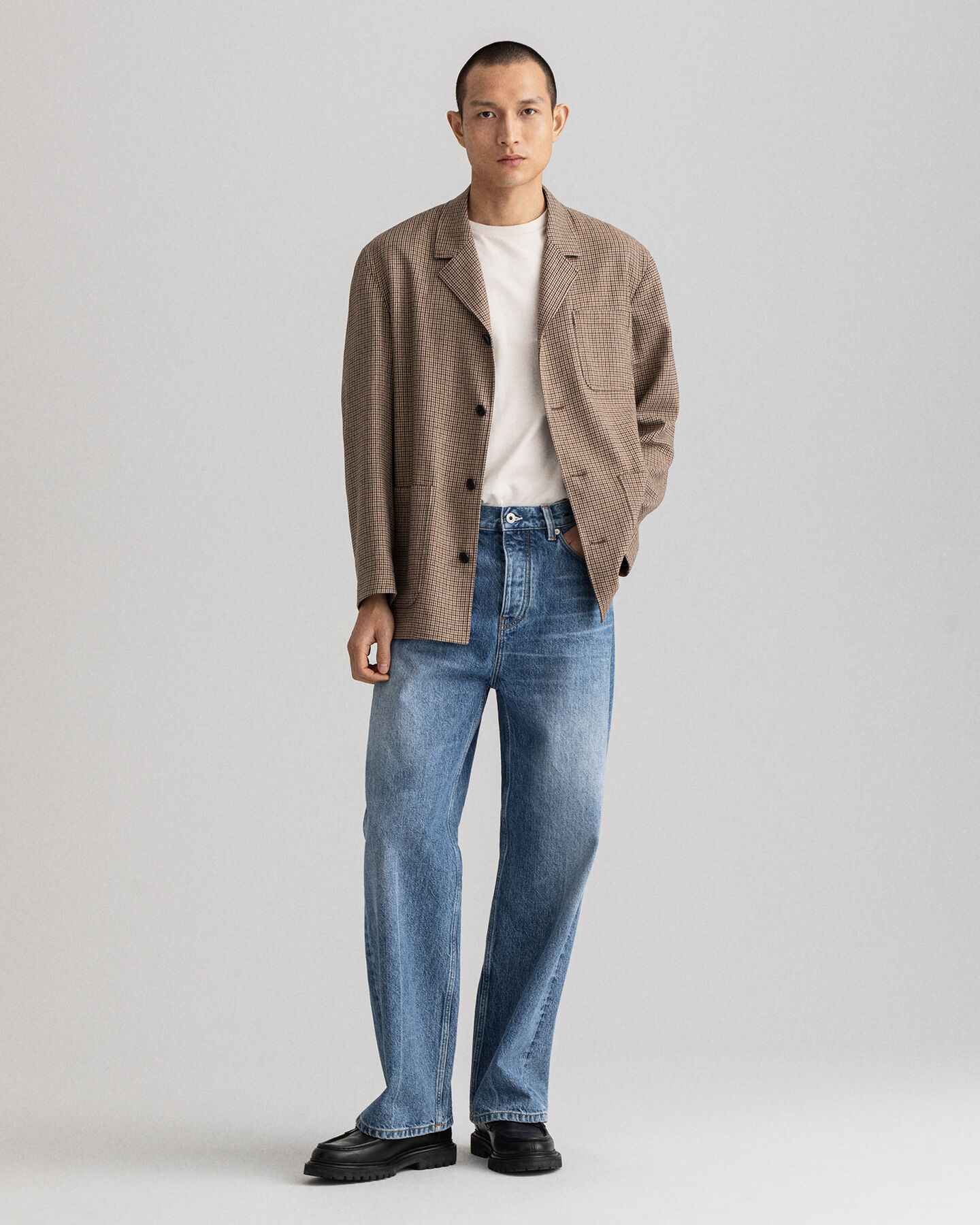 Chaqueta fruncida a cuadros