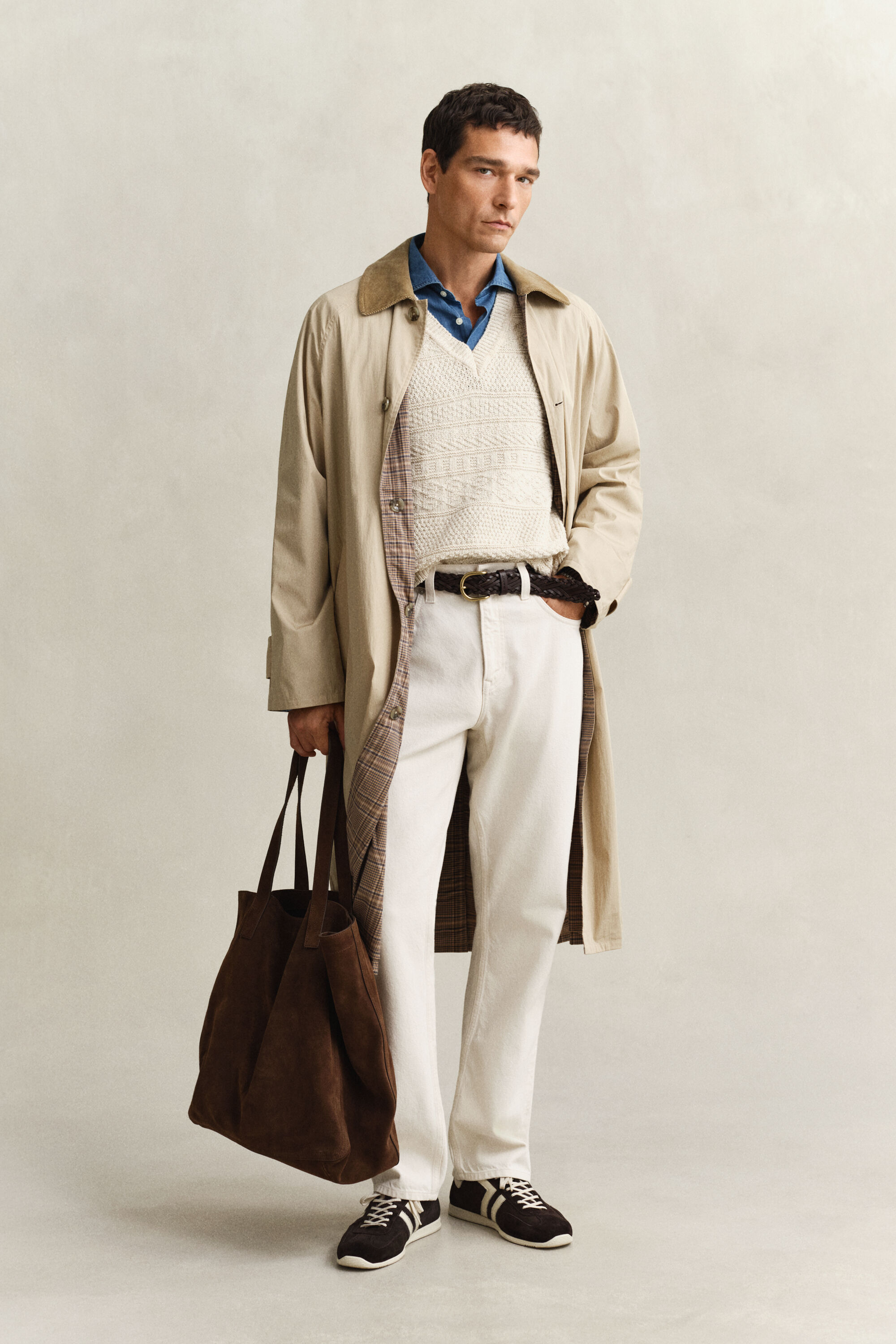 Chaleco en mezcla de algodón con textura