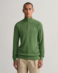 Jersey de piqu&eacute; de algod&oacute;n con media cremallera