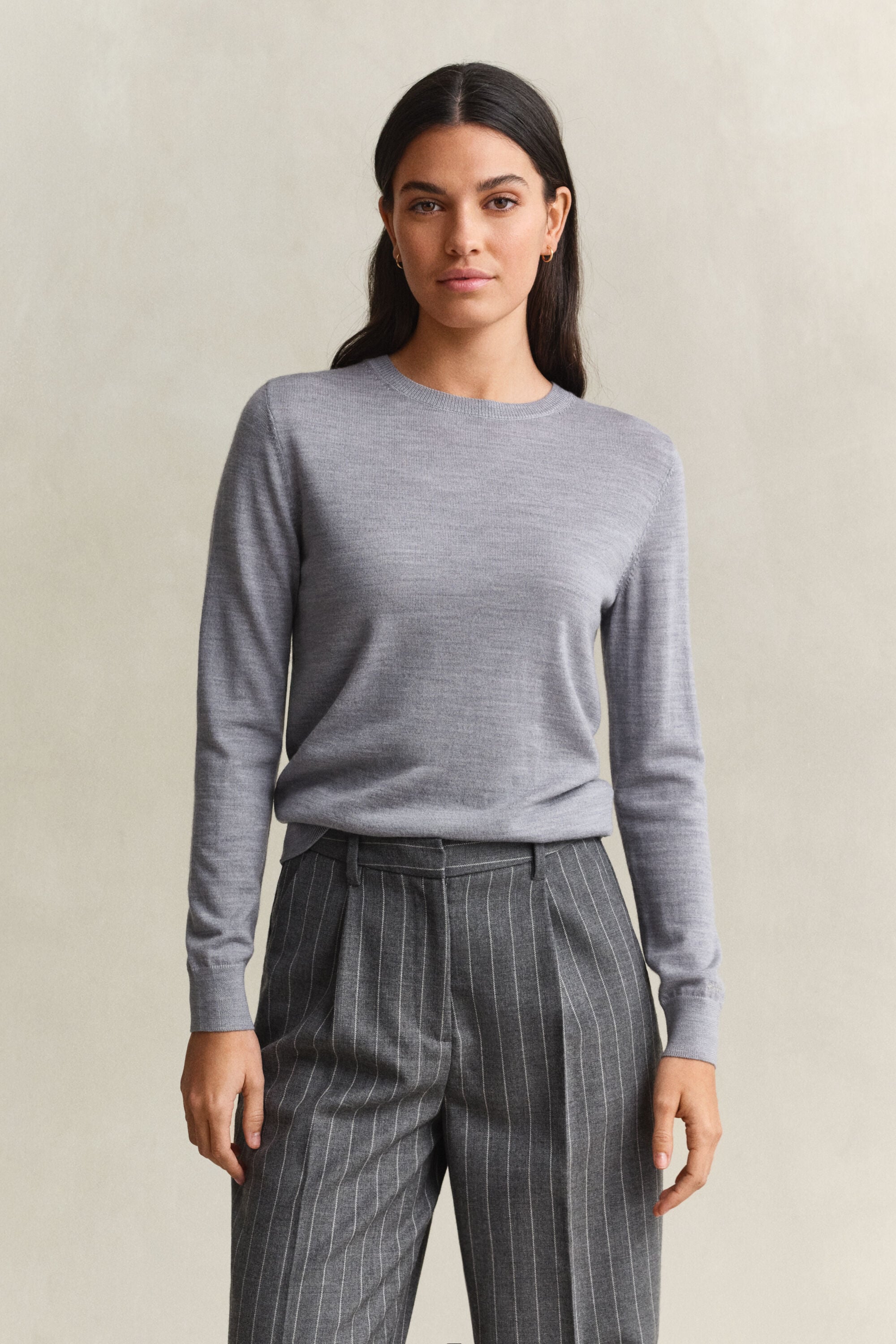 Jersey de lana merino extrafina con cuello redondo