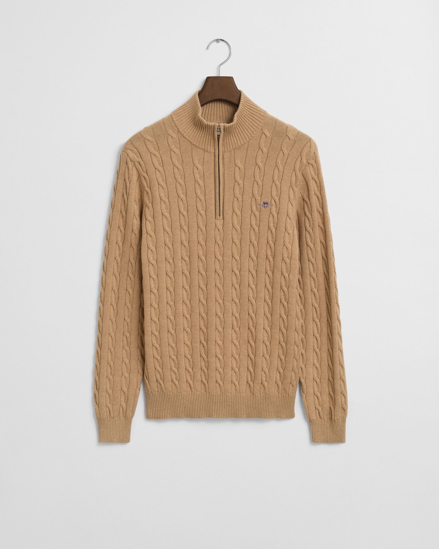 Jersey de punto de ochos con media cremallera en algodón