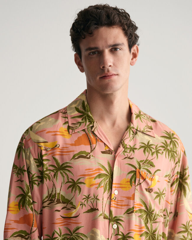 Camisa Relaxed Fit de manga corta Hawaiian Print