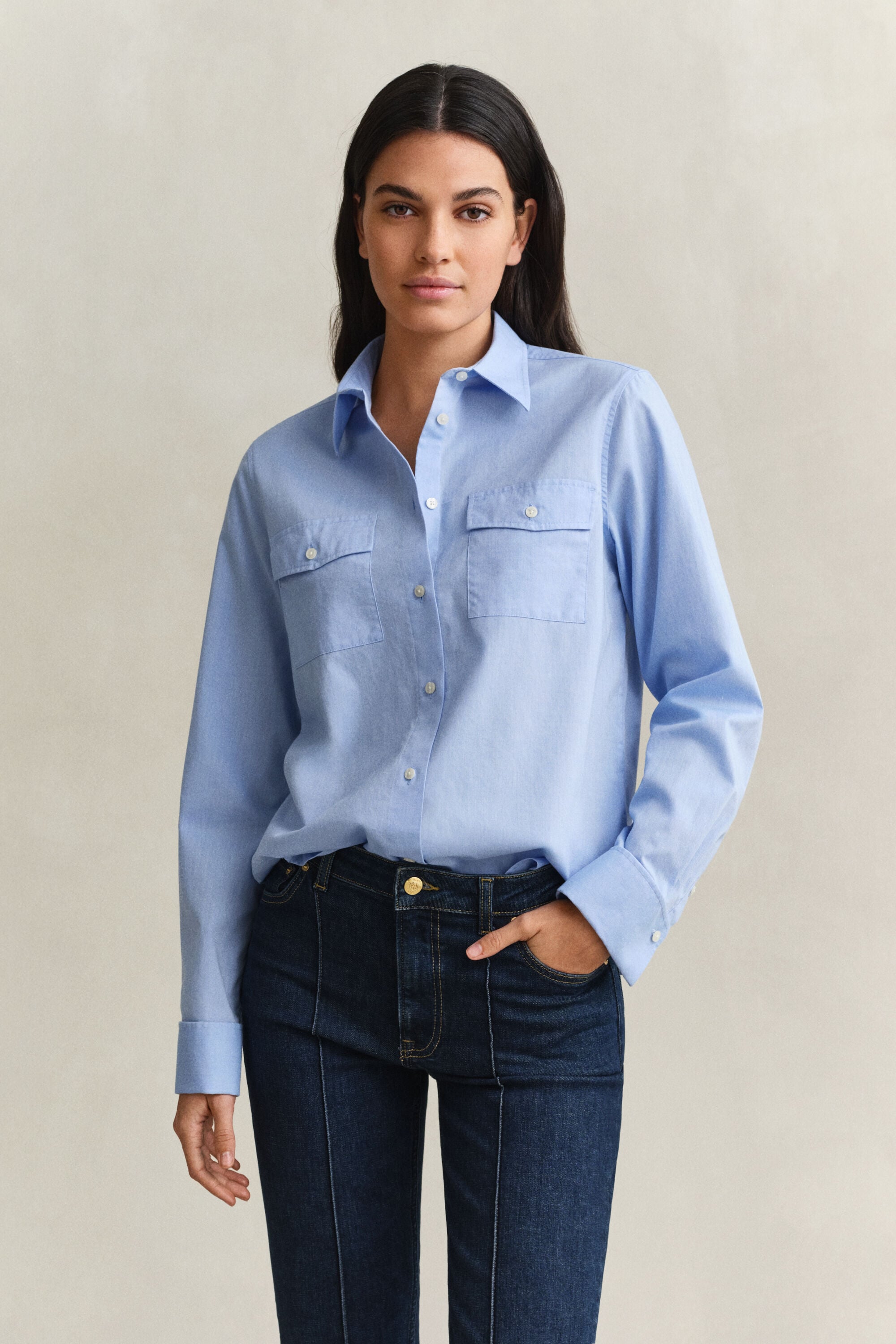 Camisa de algodón con puños franceses