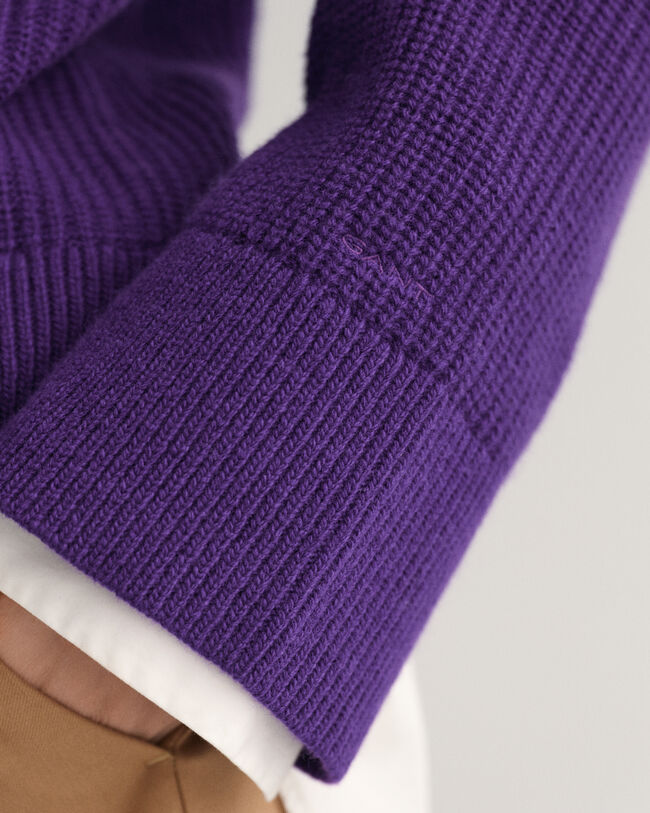 C&aacute;rdigan de lana acanalada