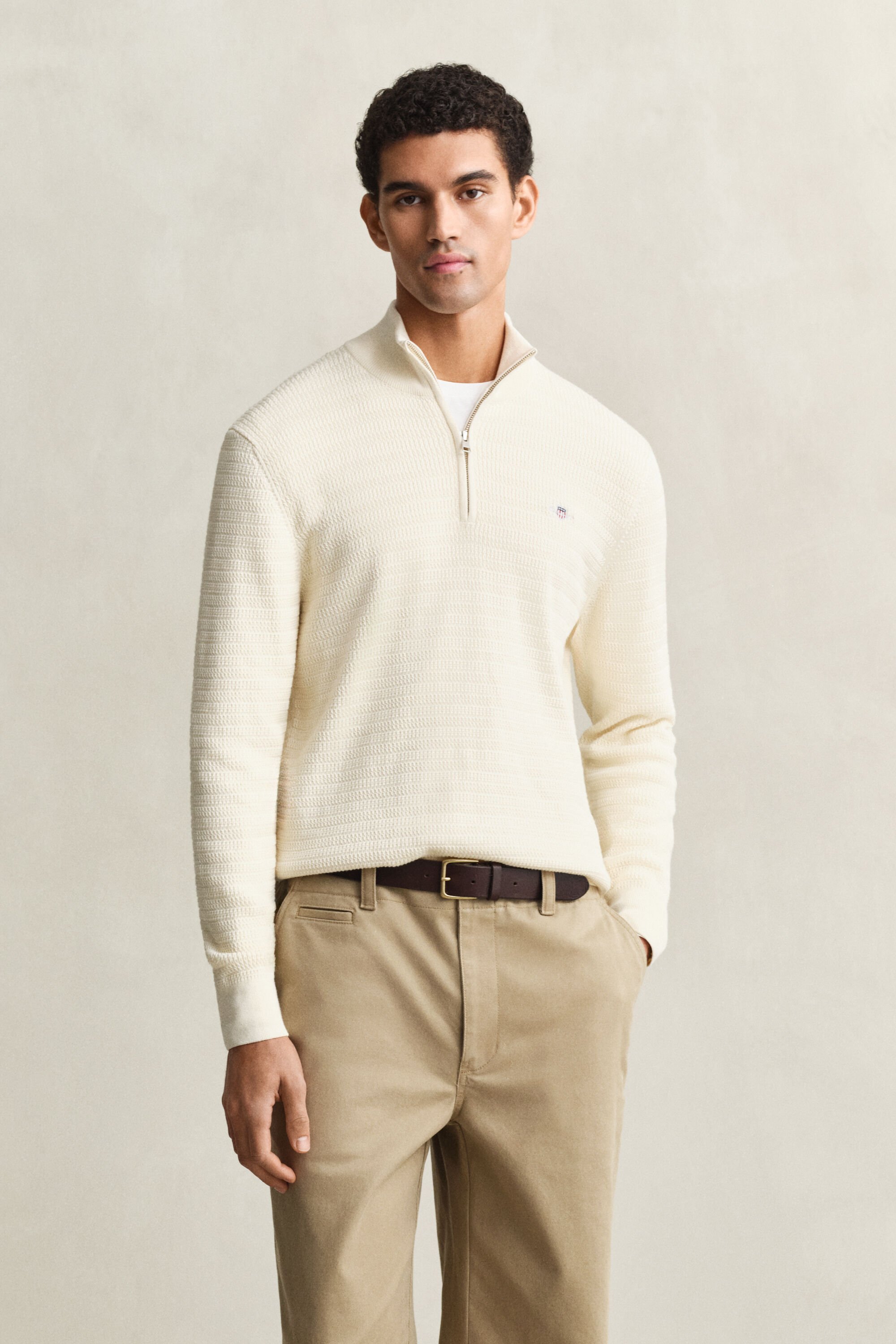 Jersey de punto de ochos de pequeñas dimensiones con media cremallera