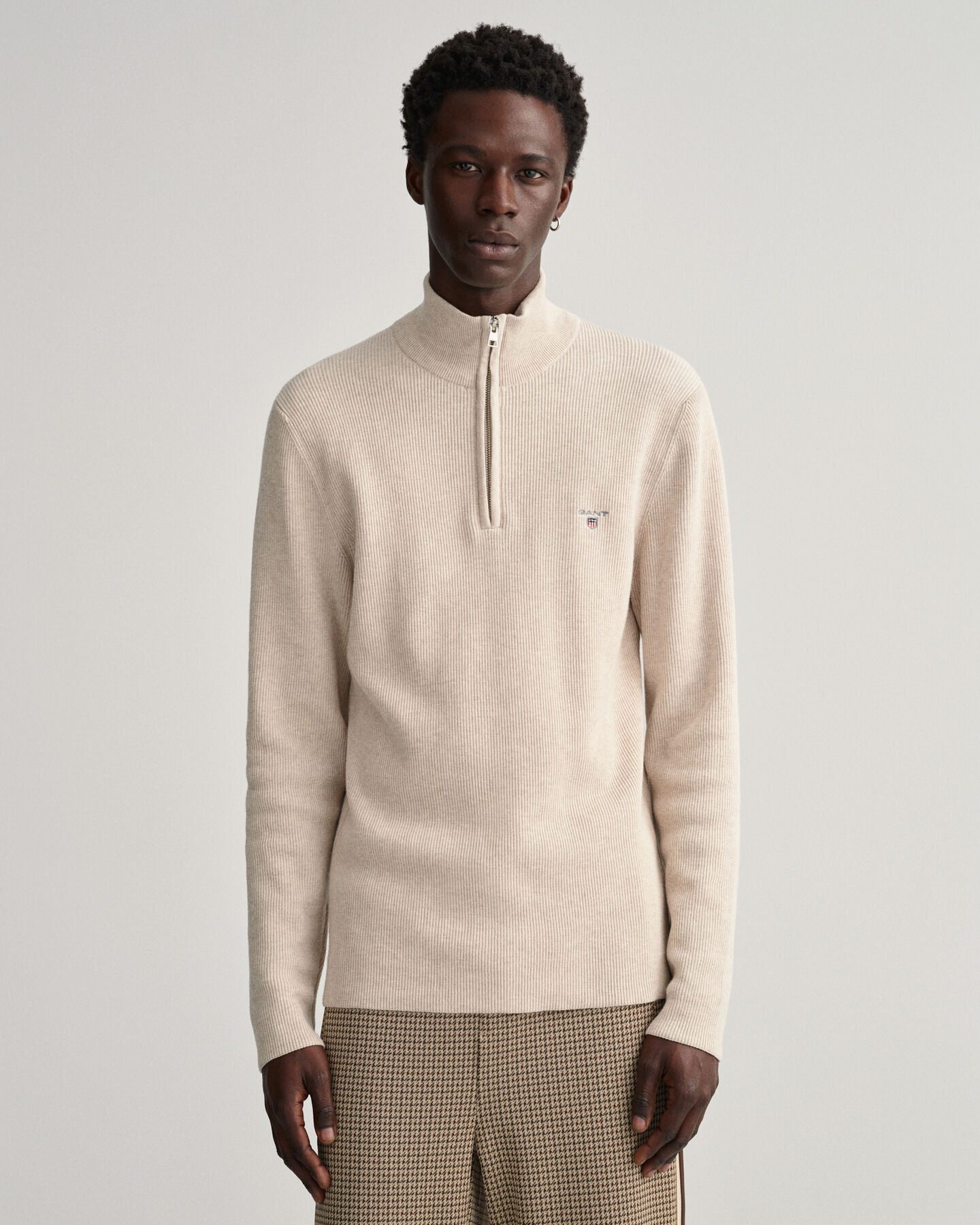 Jersey acanalado con media cremallera Texture