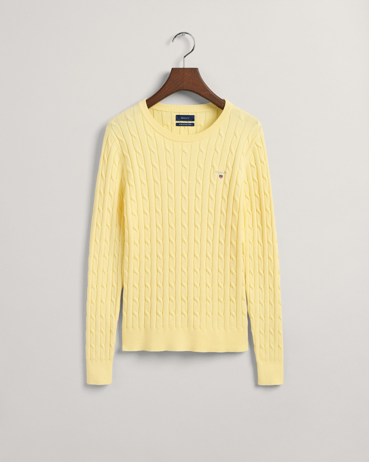 Jersey de cuello redondo y punto de ochos en algod&oacute;n el&aacute;stico