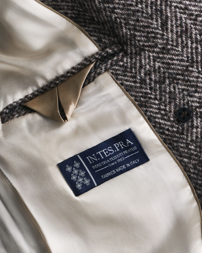 Abrigo largo de mezcla de lana con diseño de espiga