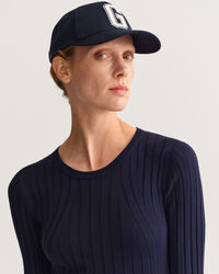 Vestido acanalado de cuello redondo