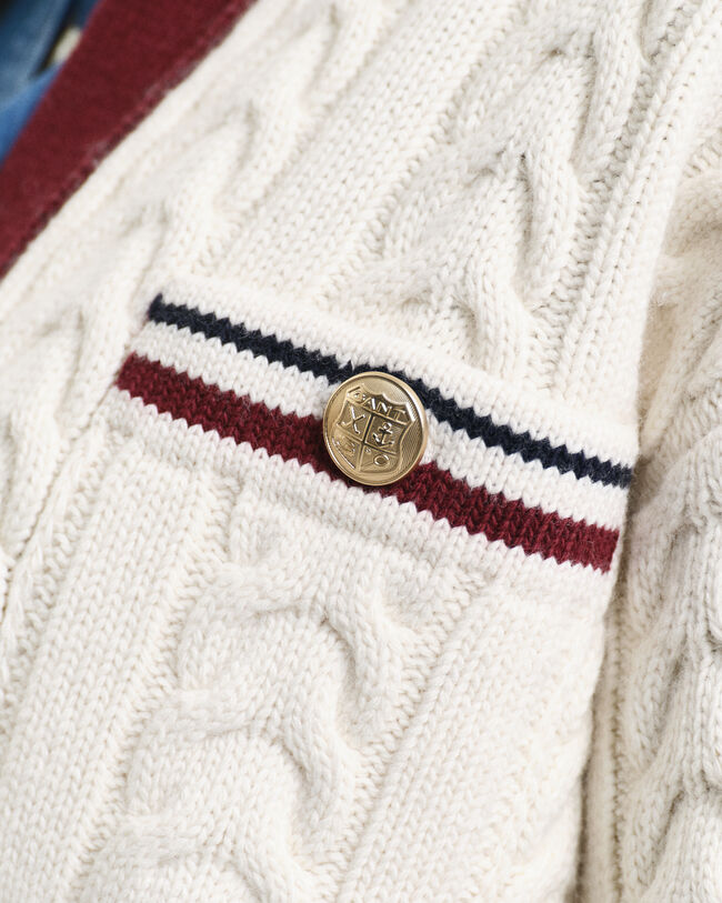 C&aacute;rdigan de punto de ochos en contraste