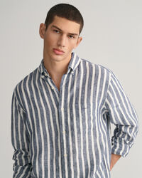 Camisa Regular Fit de lino a rayas anchas