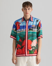 Camisa Relaxed Fit de manga corta y seda Scenery