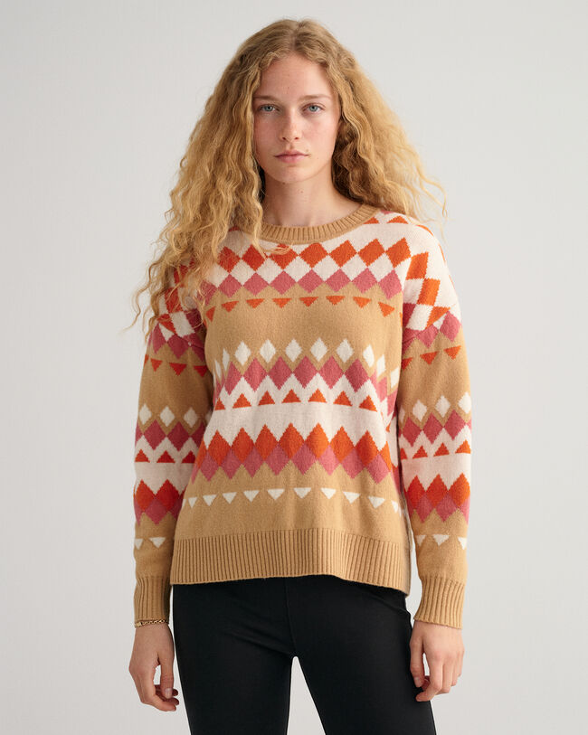 Jersey de cuello redondo con dise&ntilde;o Fair Isle