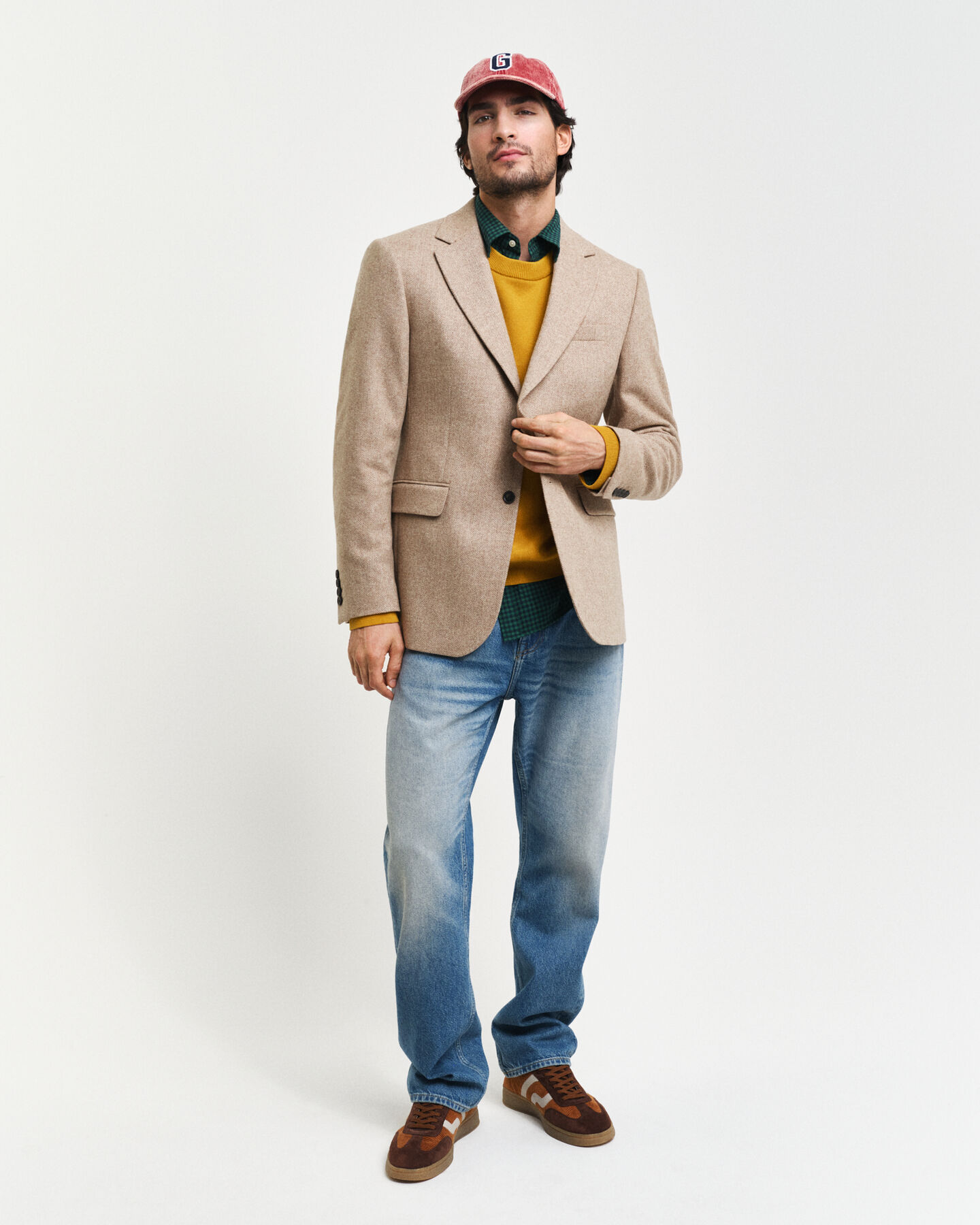 Americana de traje con diseño de espiga