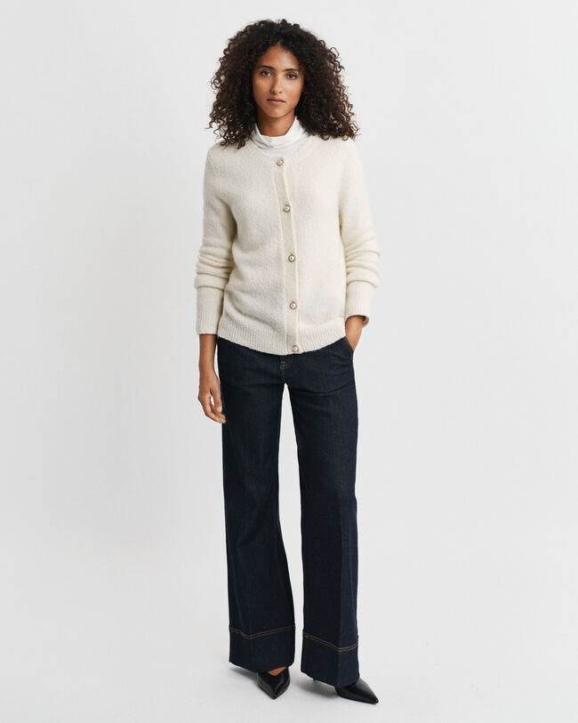 Cárdigan de bouclé con cuello redondo