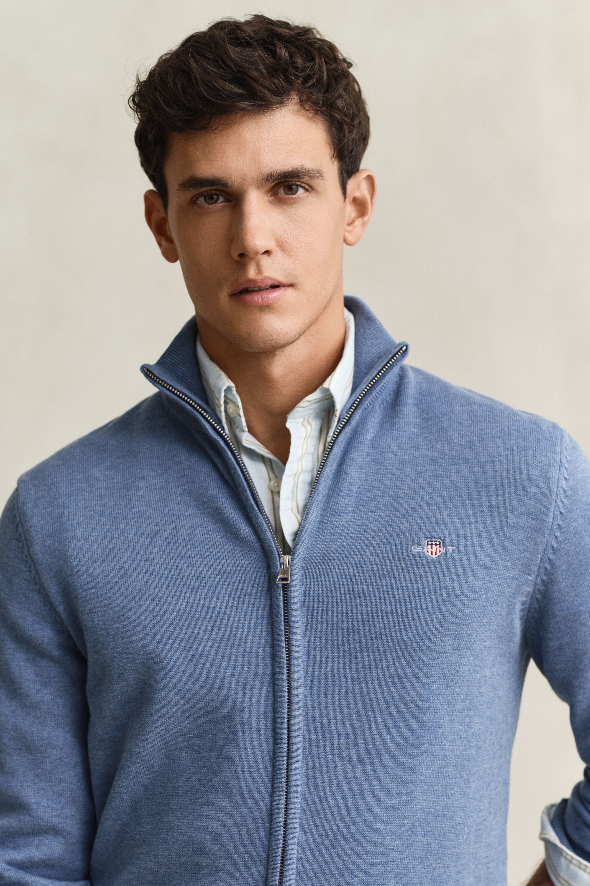 Cárdigan de algodón con cremallera Casual