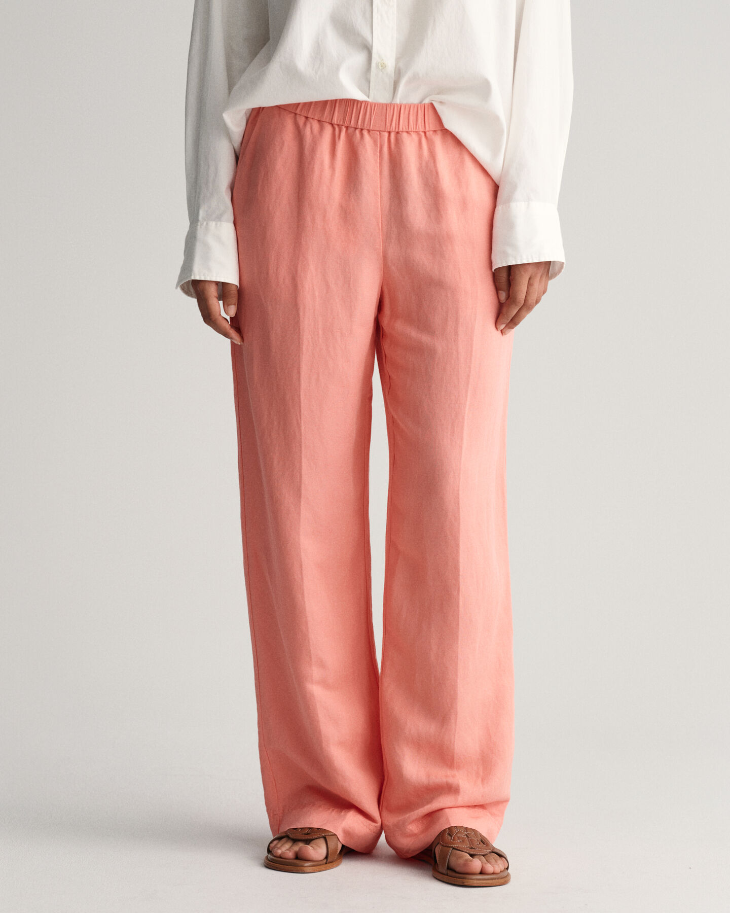 Pantalones Relaxed Fit en mezcla de lino Pull-On