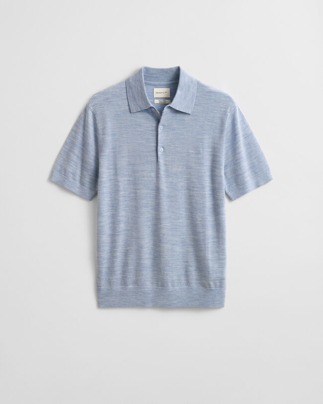 Jersey tipo polo de manga corta de lana merino extrafina