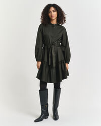 Vestido de manga larga en satén de algodón