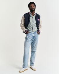 Camisa Regular Fit de manga corta a rayas en algod&oacute;n y lino