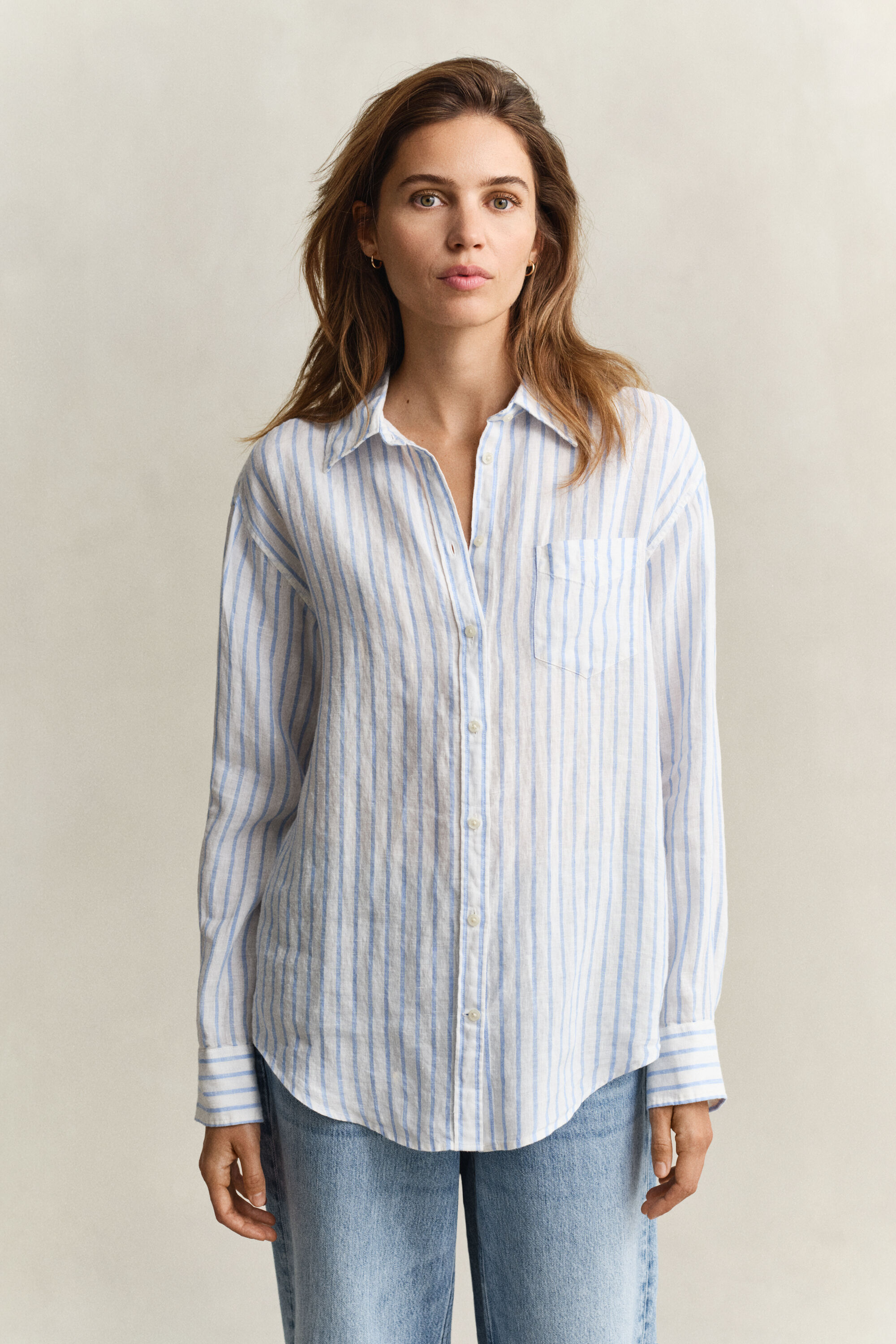 Camisa Relaxed Fit de lino a rayas