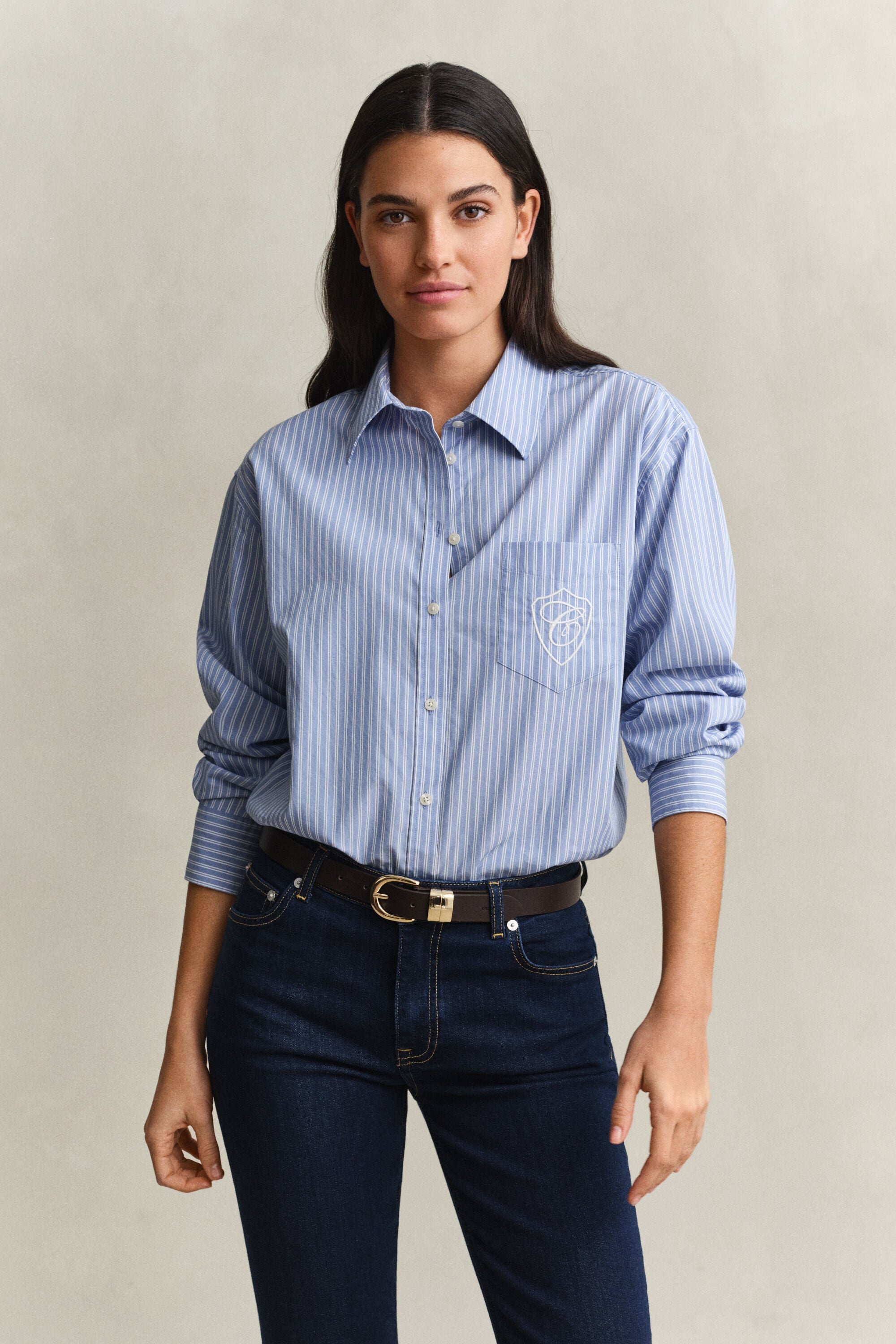 Camisa Relaxed Fit clásica de popelina a rayas