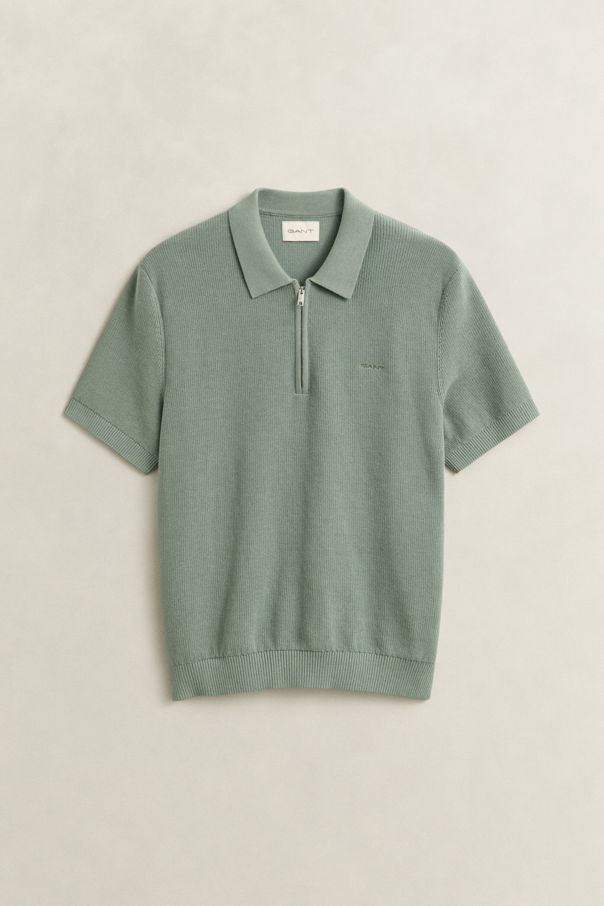 Jersey tipo polo de algodón acanalado