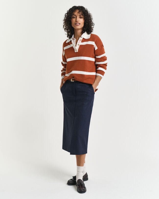 Falda midi de raya diplomática