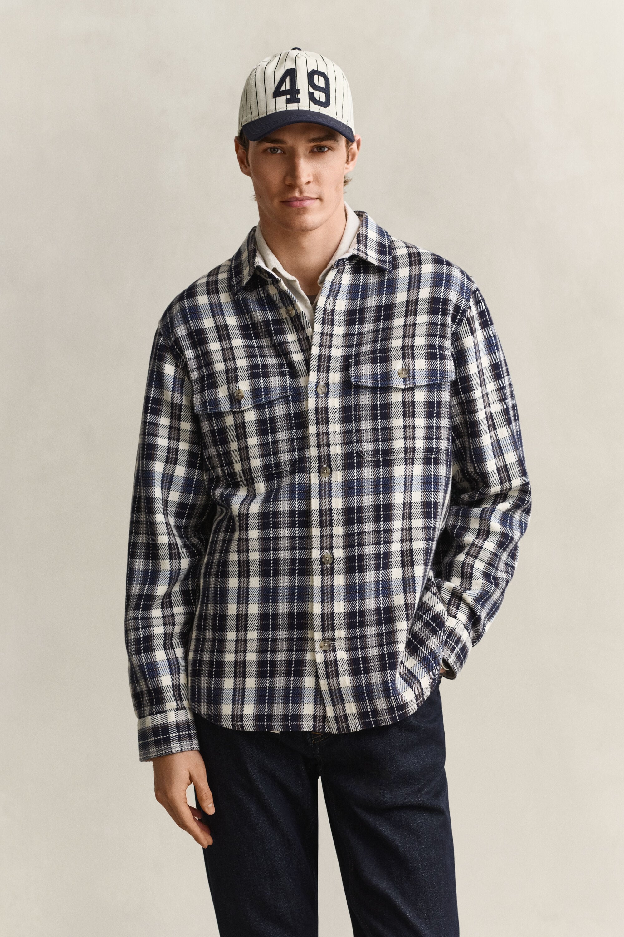 Sobrecamisa de sarga a cuadros