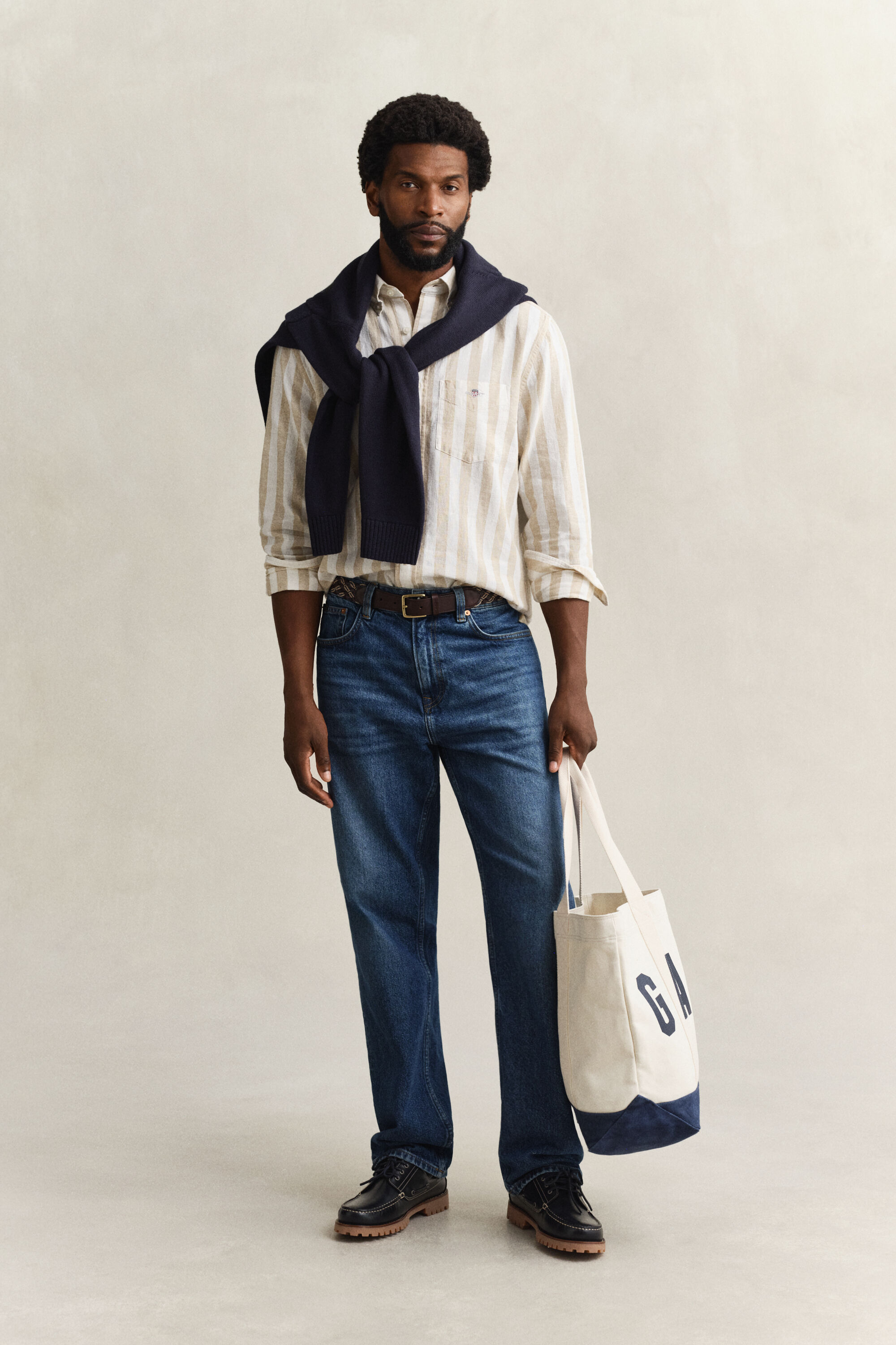 Camisa de mezcla de lino a rayas