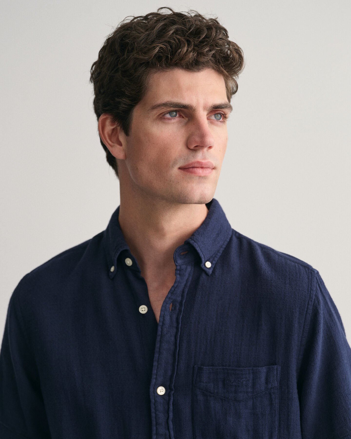 Camisa Regular Fit de manga corta de algod&oacute;n y lino con textura