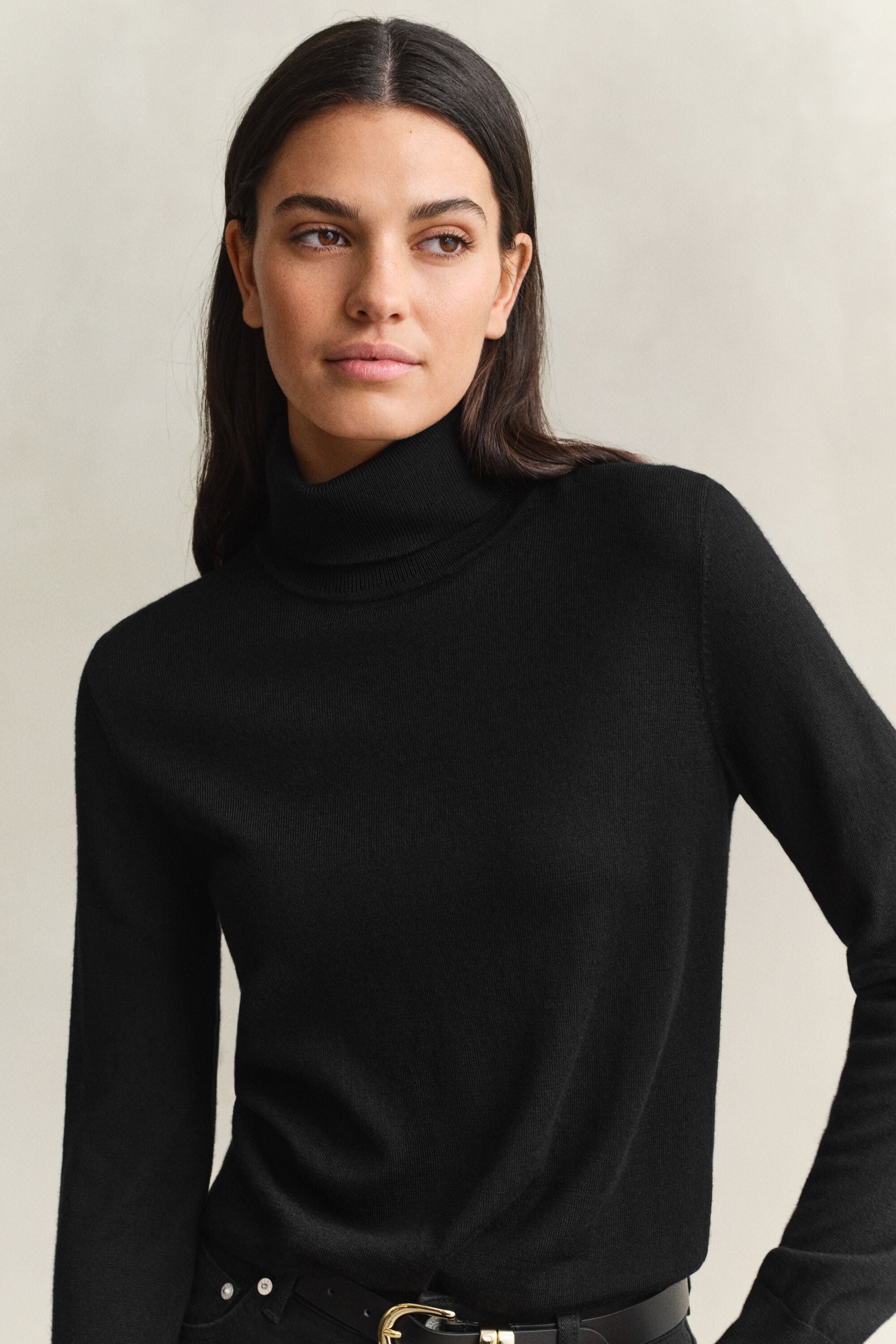 Jersey con cuello de cisne de lana merino extrafina